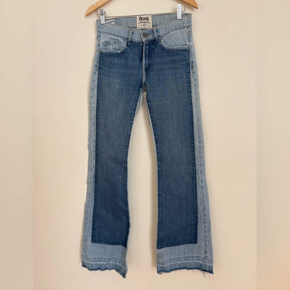 REVICE Two-Tone Blue Flare Jeans